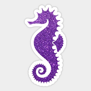 Purple Faux Glitter Seahorse Sticker